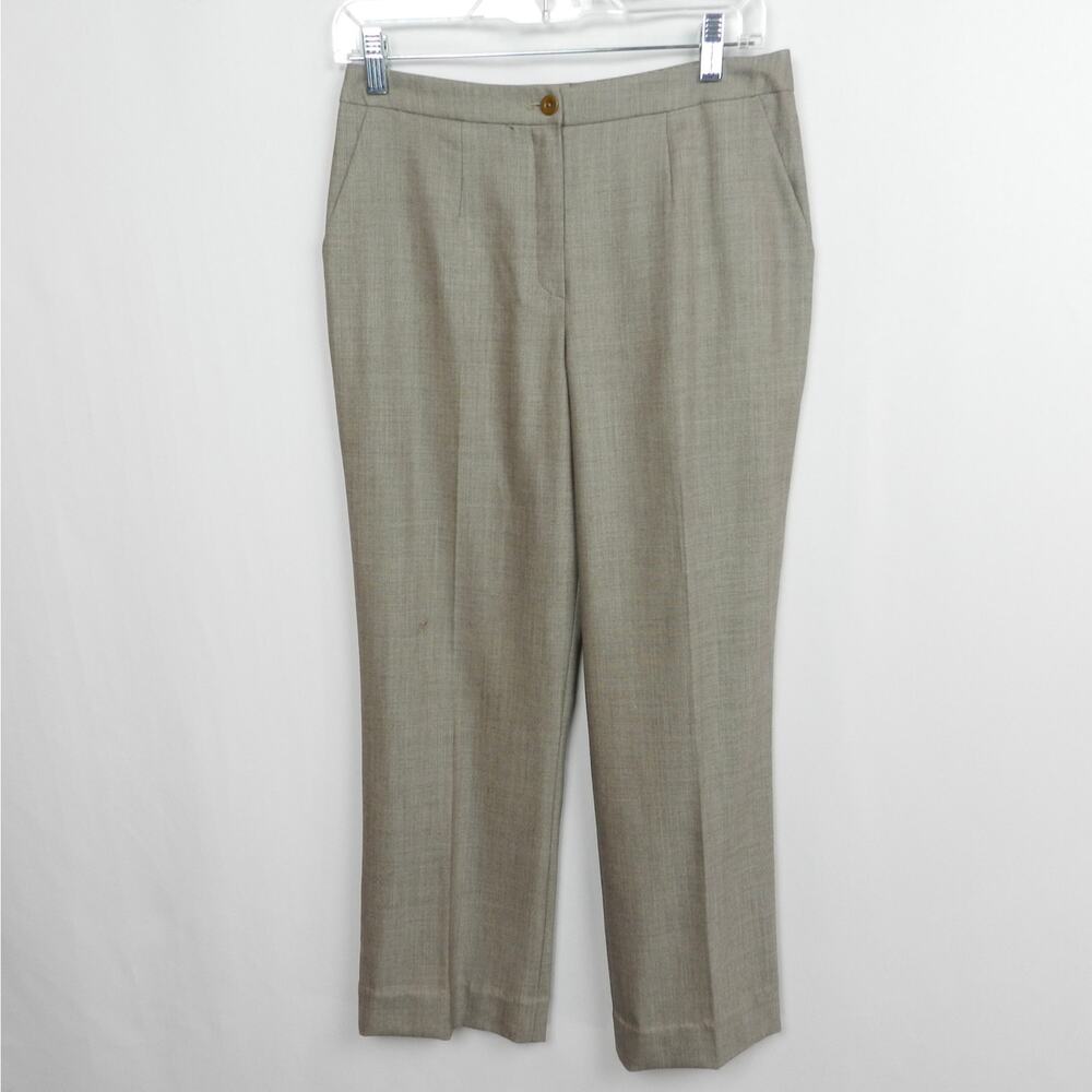 Escada Stretch Wool Silk Blend Straight Leg Pants Sz 6 US 36 DE Light Brown FLAW